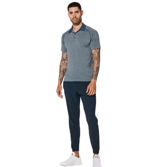Lululemon Men's Metal Vent Tech Polo Mach Blue / White, Size Small - Picture 1 of 6